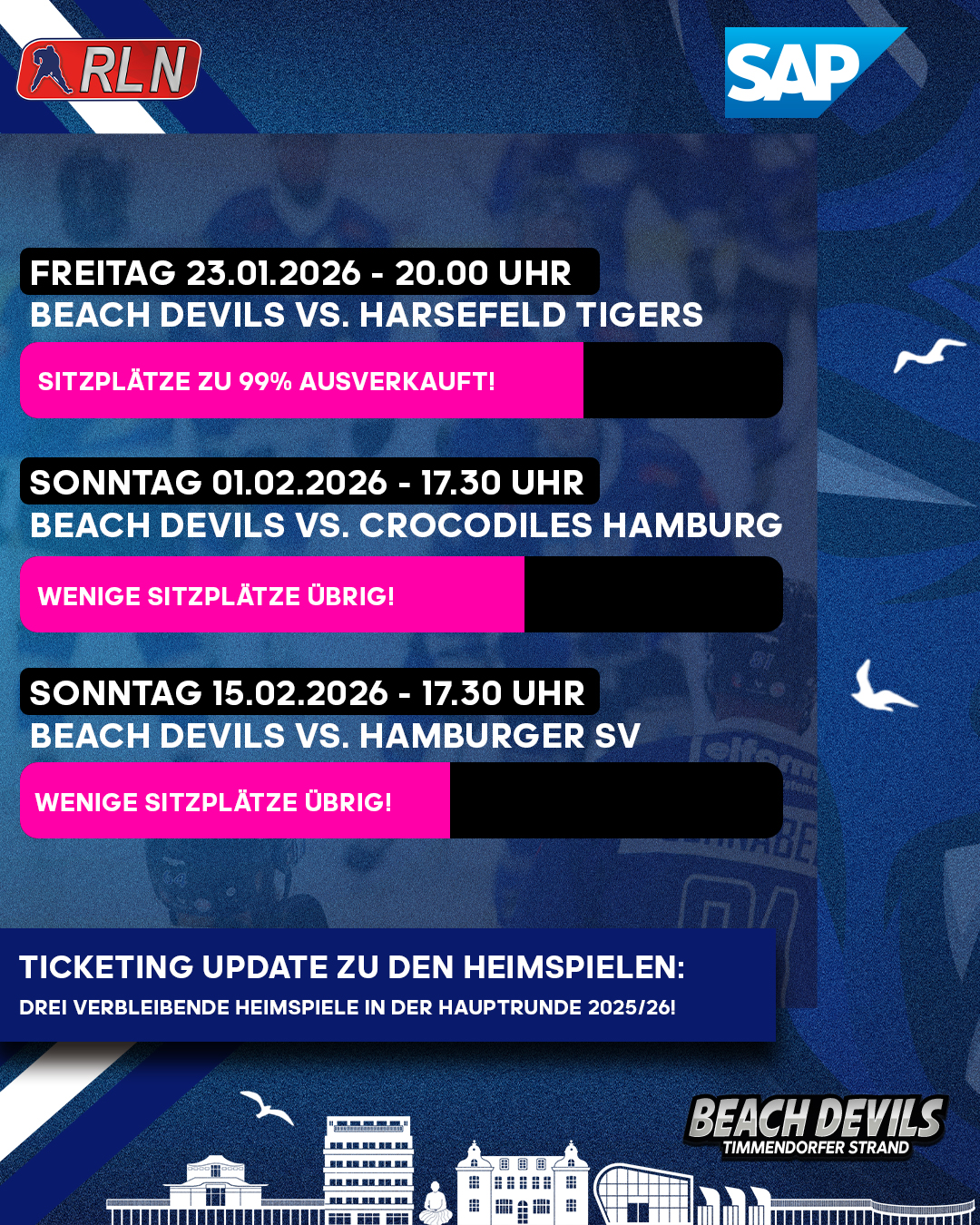 Ticketing-Update zu den letzten drei Hauptrunden-Heimspiele 2025/26!