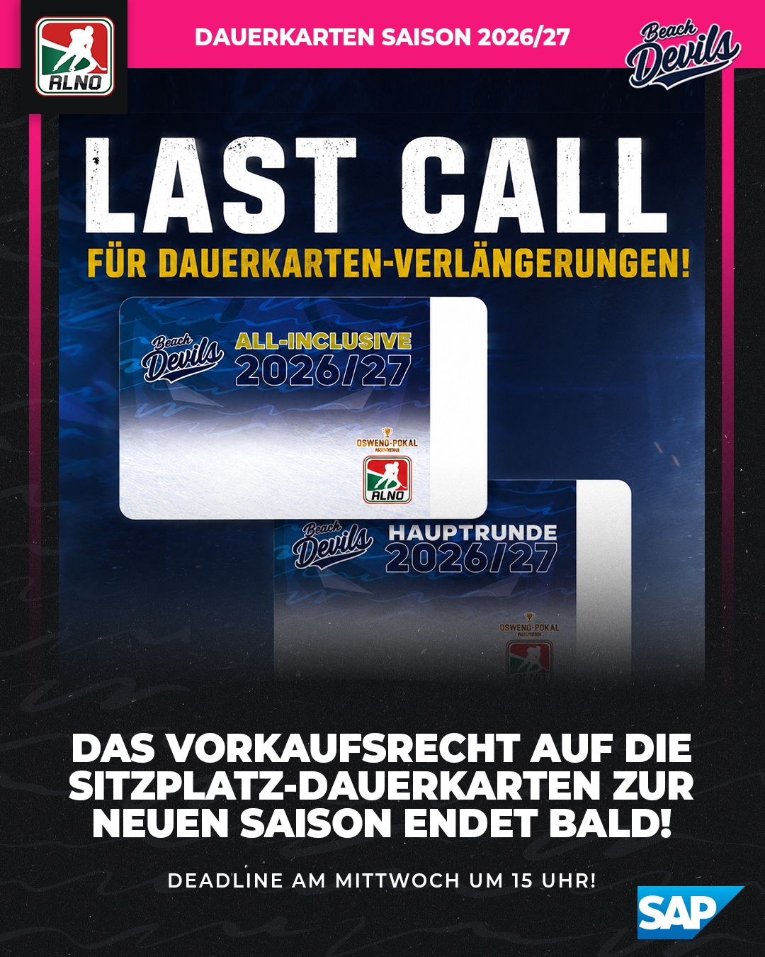Das Vorkaufsrecht auf Sitzplatz Dauerkarten endet am kommenden Mittwoch!