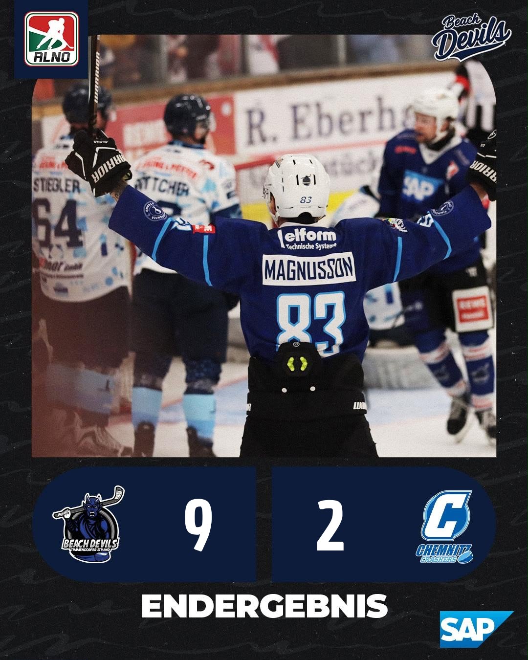 Beach Devils schlagen die Chemnitz Crashers deutlich mit 9:2.
