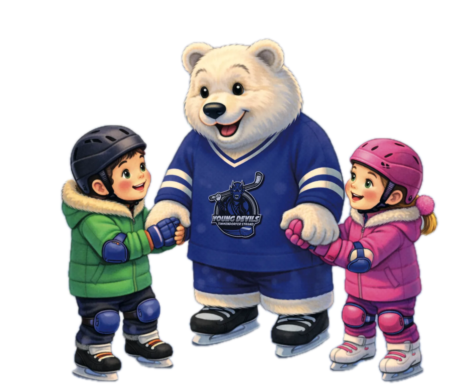 Timmy hält Ben und Emma an den Händen