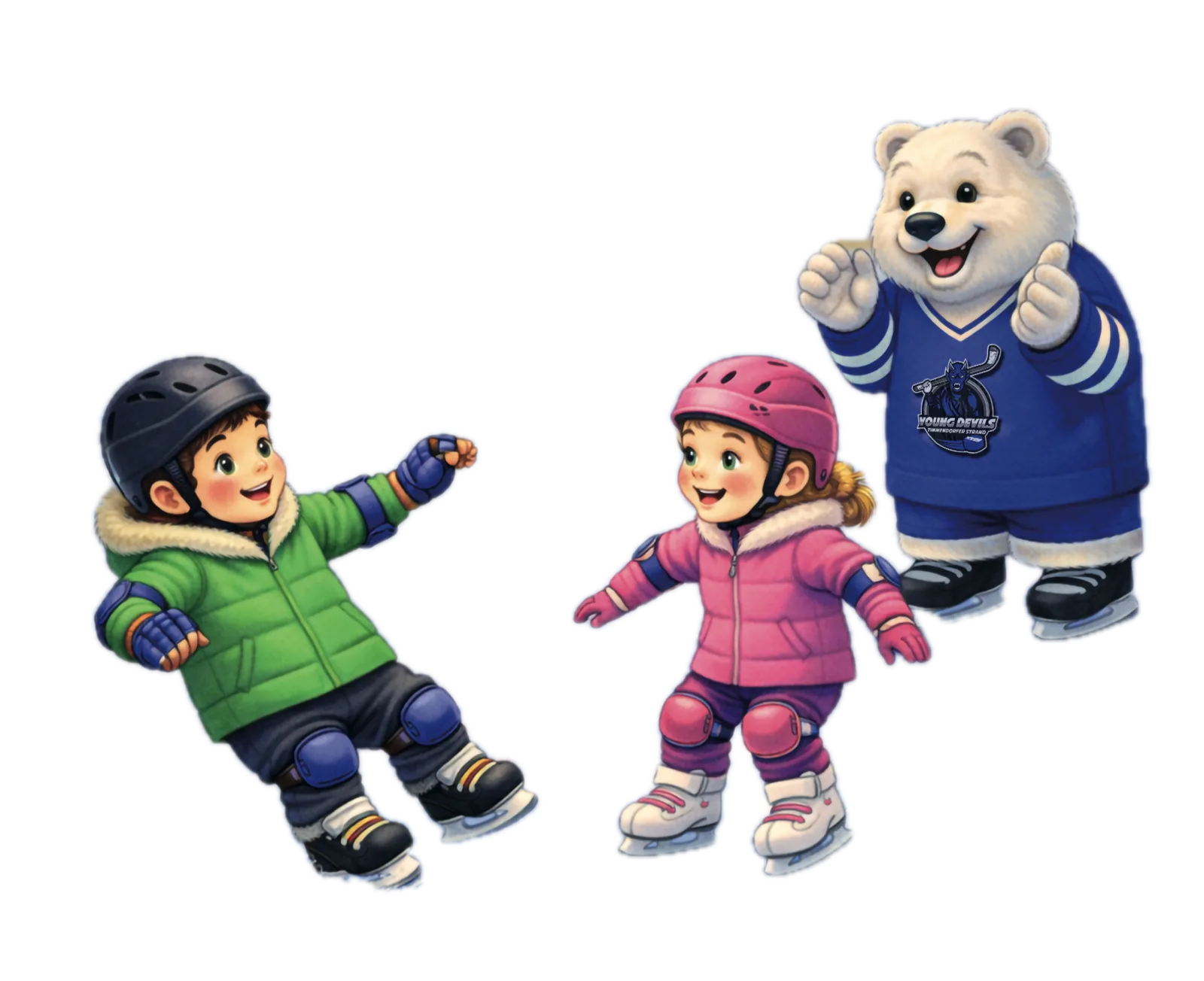 Ben und Emma üben laufen und bremsen, Timmy klatscht